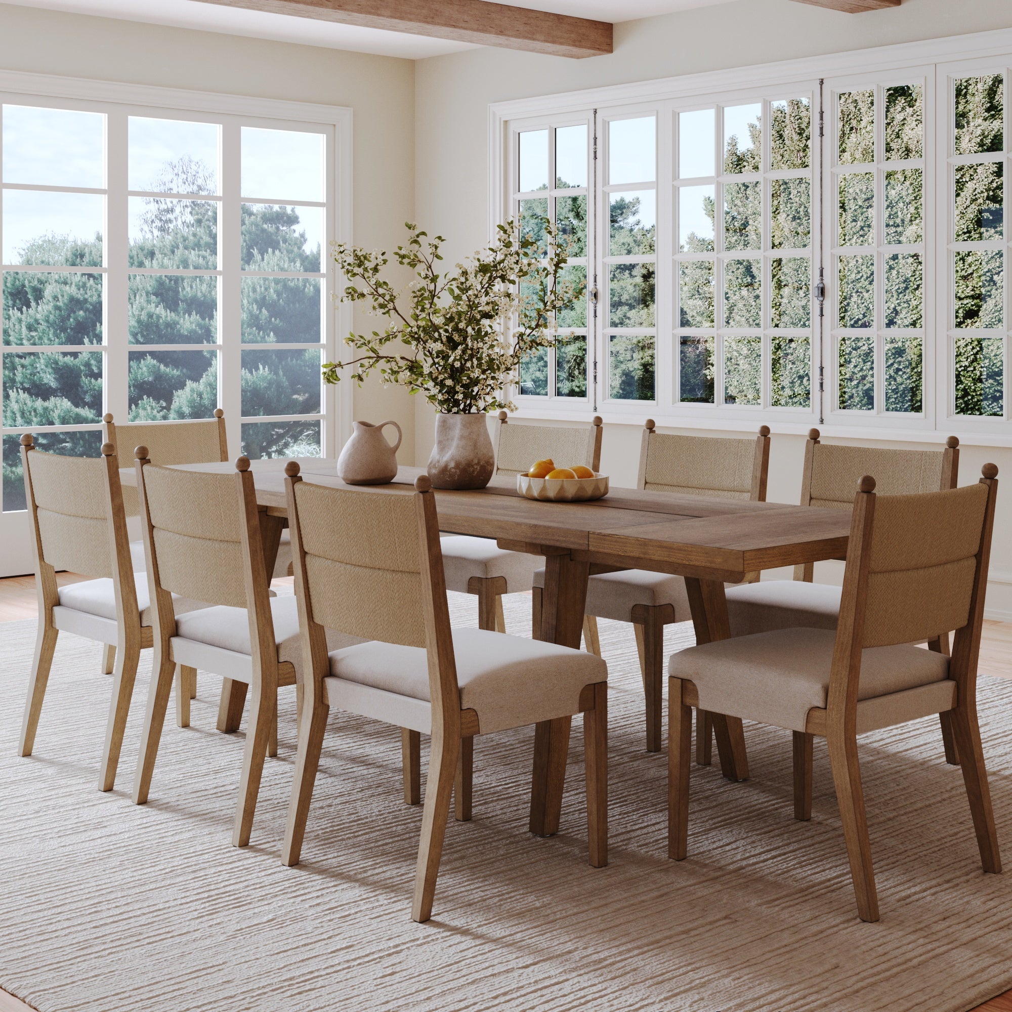 Boho Seagrass Dining Table Set (8 Chair)