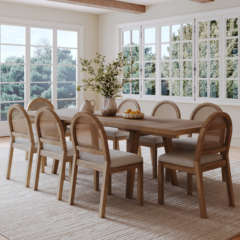 Natural Rattan Dining Table Set (8 Chair)