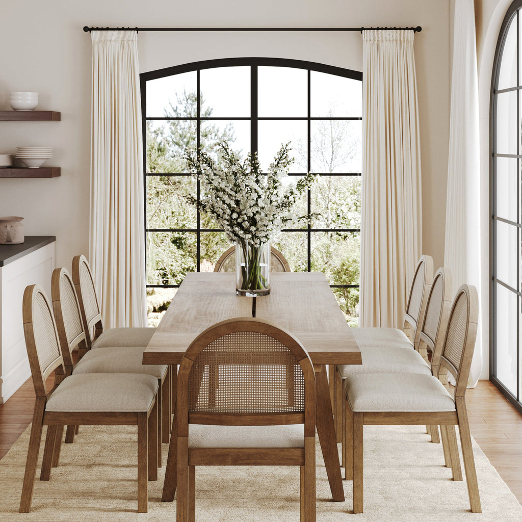 Natural Rattan Dining Table Set (8 Chair)