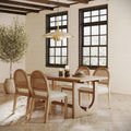 Mid-Century Rattan Boucle Dining Table Set (4 Chair)