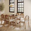 Mid-Century Rattan Boucle Dining Table Set (6 Chair)