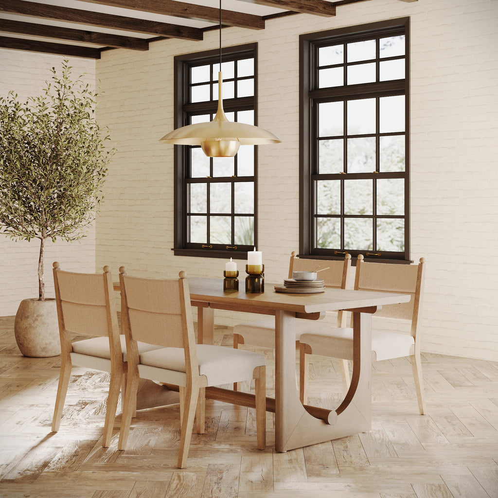Mid-Century Seagrass Dining Table Set (4 Chair)