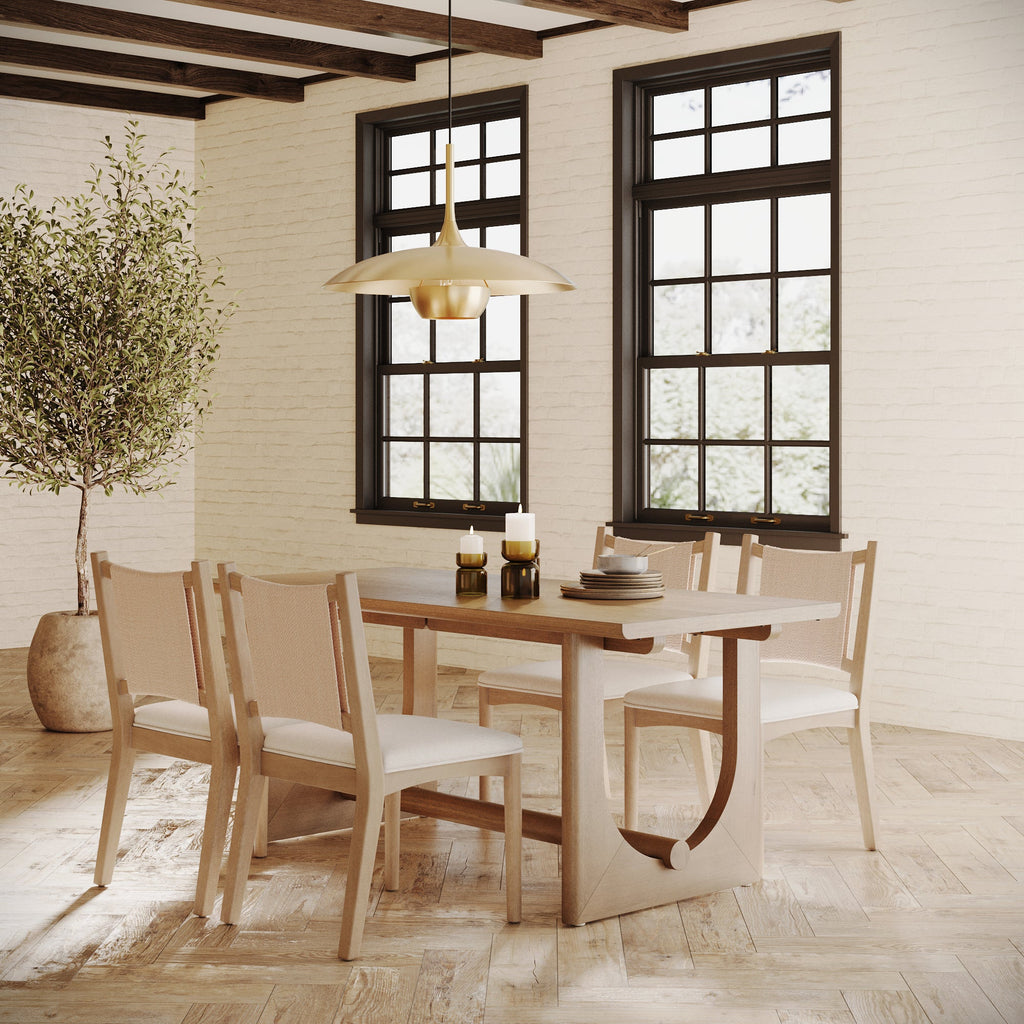 Mid-Century Flax Dining Table Set (4 Chair)
