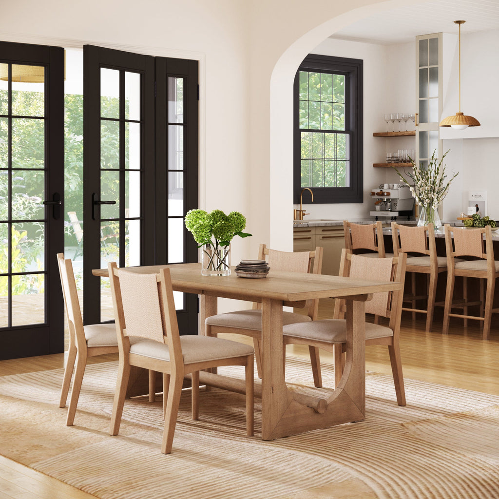 Mid-Century Flax Dining Table Set (4 Chair)