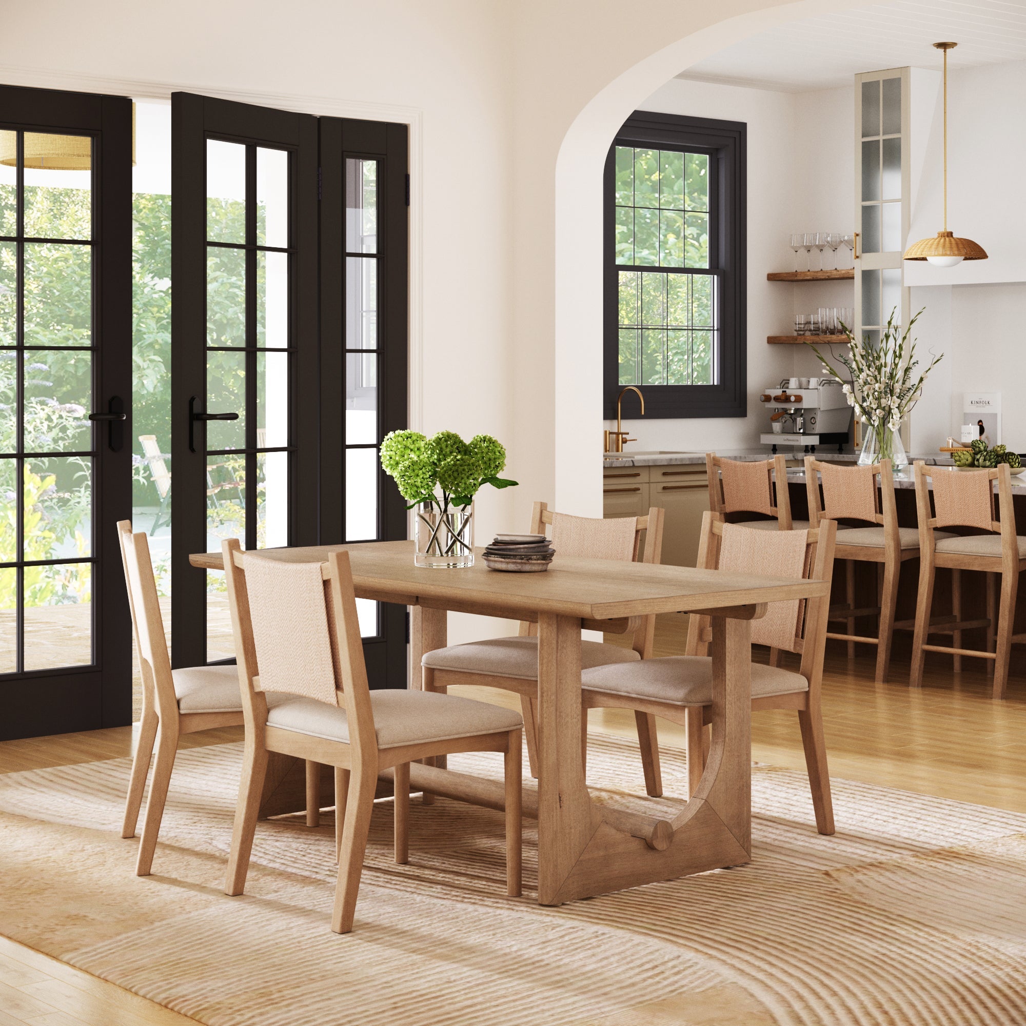 Mid-Century Flax Dining Table Set (4 Chair)