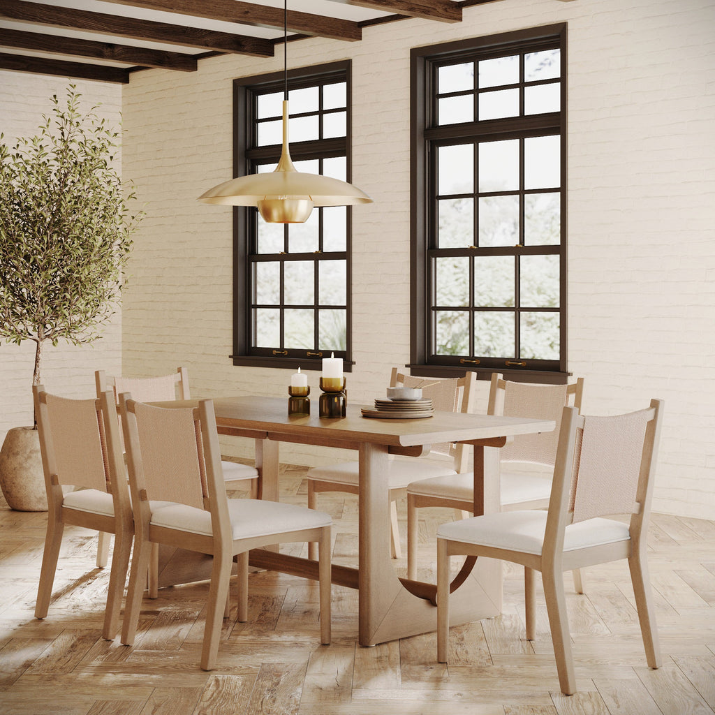 Mid-Century Flax Dining Table Set (6 Chair)