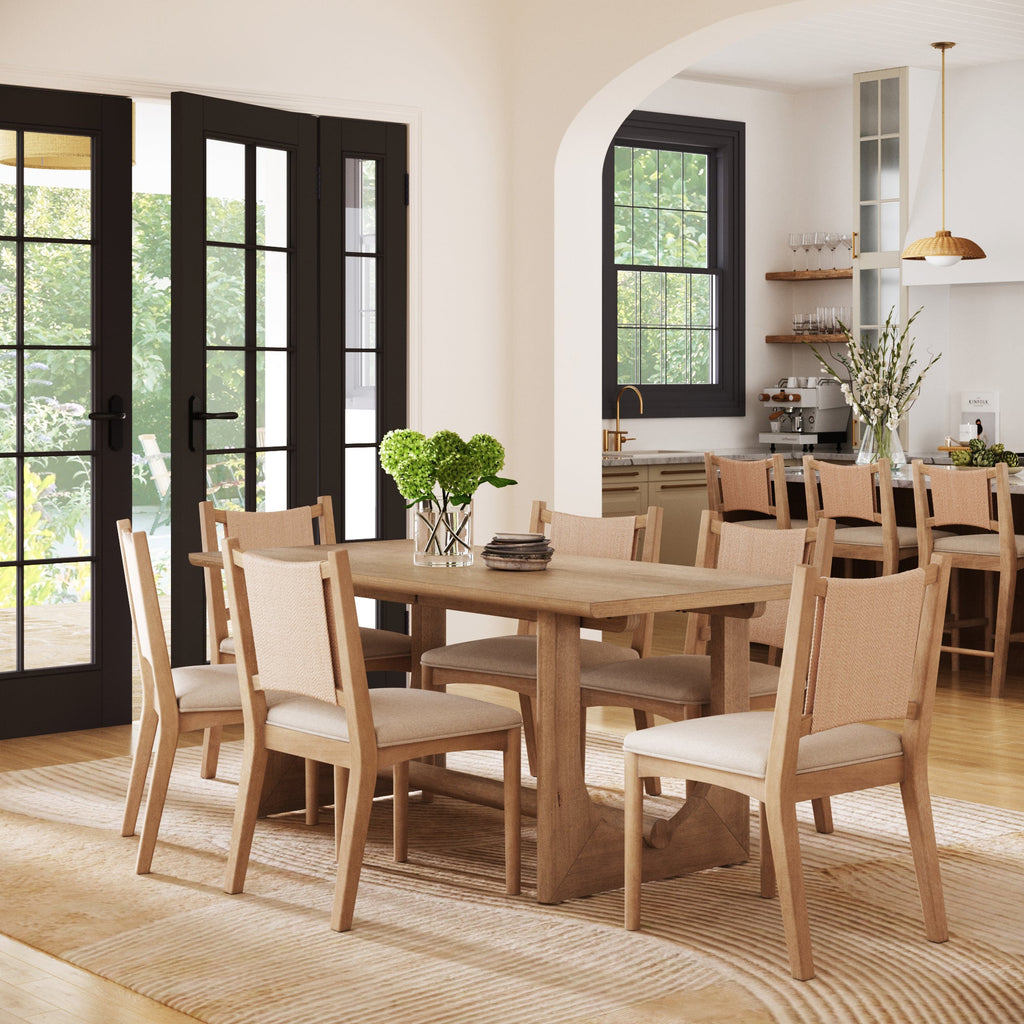 Mid-Century Flax Dining Table Set (6 Chair)
