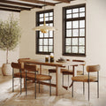 Mid-Century Faux Leather Dining Room Set (6 Chair)
