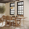 Extendable Mid-Century Rattan Dining Table Set (4 Chair)