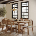 Extendable Mid-Century Rattan Dining Table Set (6 Chair)