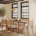 Extendable Mid-Century Seagrass Dining Table Set (6 Chair)
