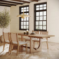 Extendable Mid-Century Seagrass Dining Table Set (4 Chair)