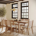Extendable Mid-Century Flax Dining Table Set (6 Chair)