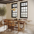 Extendable Mid-Century Faux Leather Dining Table Set (4 Chair)