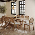 Extendable Mid-Century Rattan Dining Table Set (8 Chair)