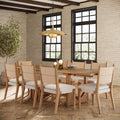Extendable Mid-Century Seagrass Dining Table Set (8 Chair)