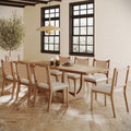 Extendable Mid-Century Flax Dining Table Set (8 Chair)