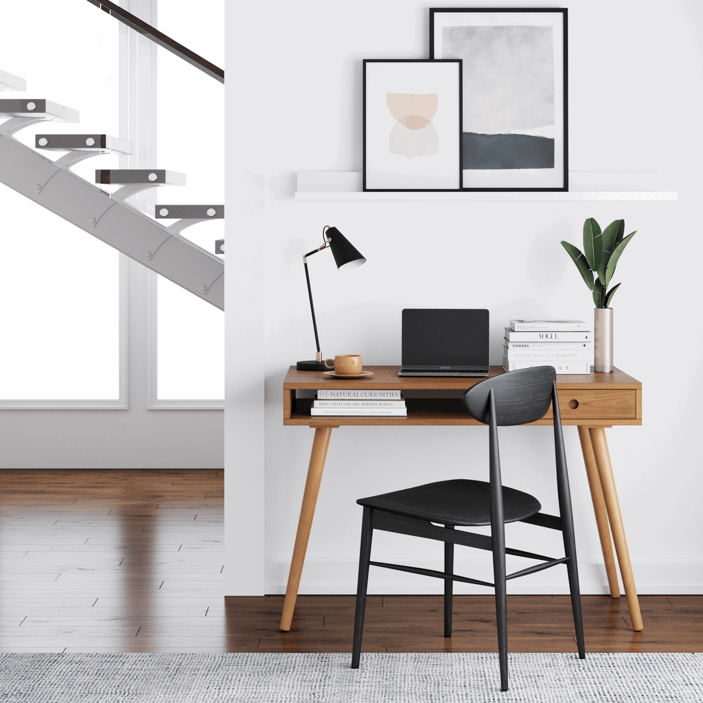 Wood Mid-Century Modern Writing Desk with Drawer