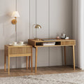 Solid Wood Fluted Desk & Nightstand Bedroom Vanity Set