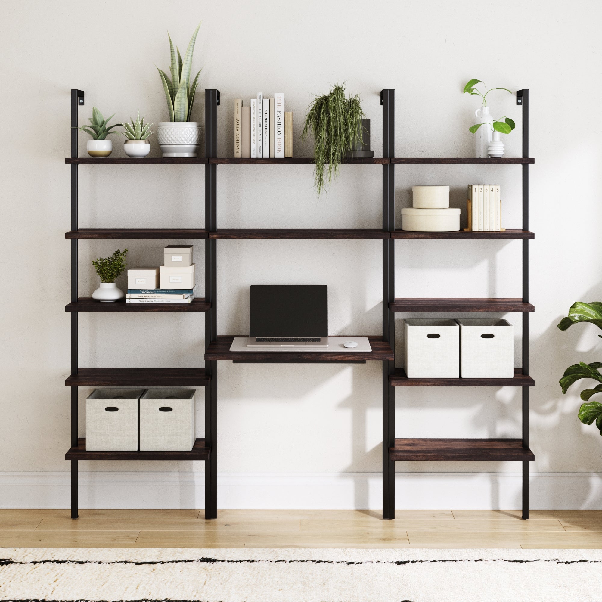 Wood & Metal Wall Mount Office Desk Set