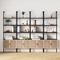 Rattan Ladder Wall Bookshelves with Doors