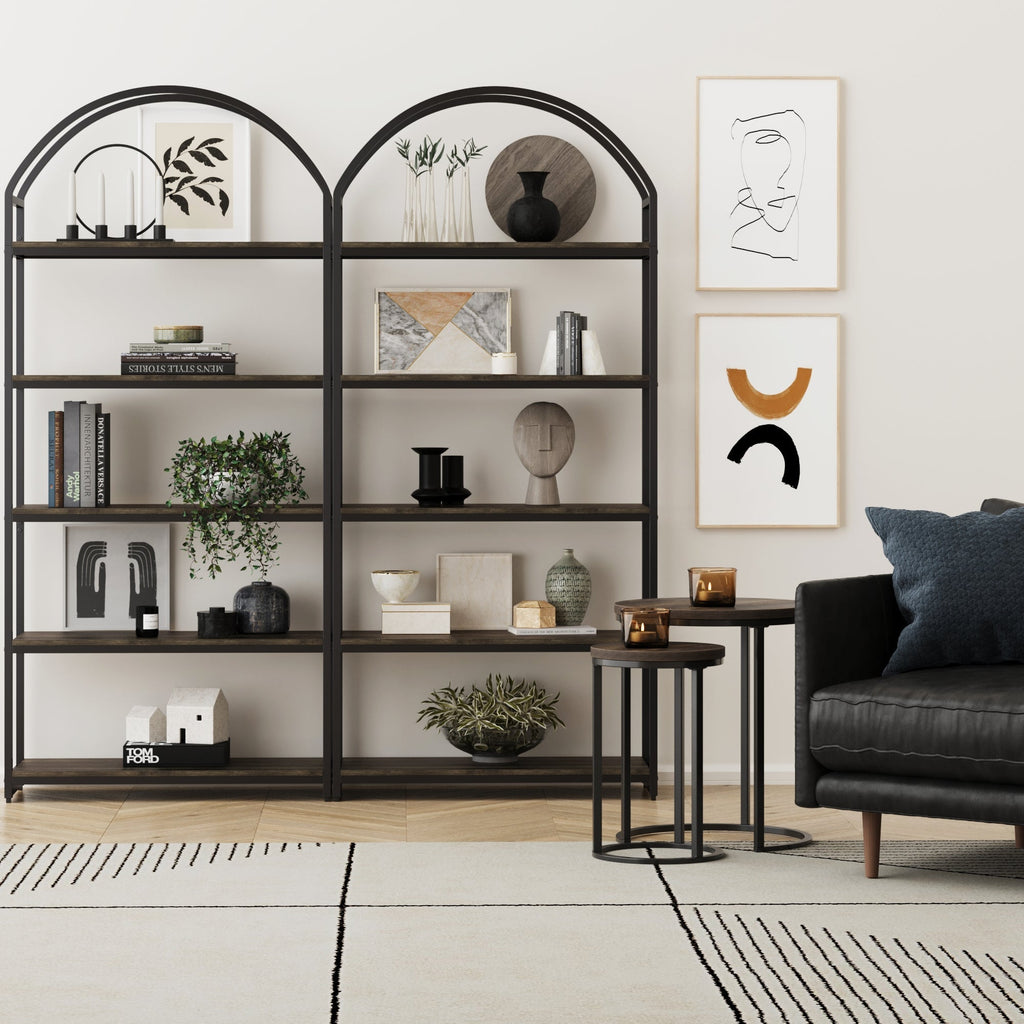 Metal 5-Shelf Arched Bookshelves