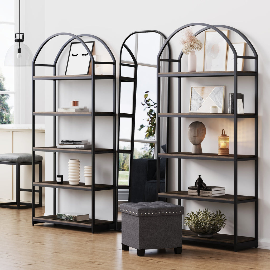 Metal 5-Shelf Arched Bookshelves