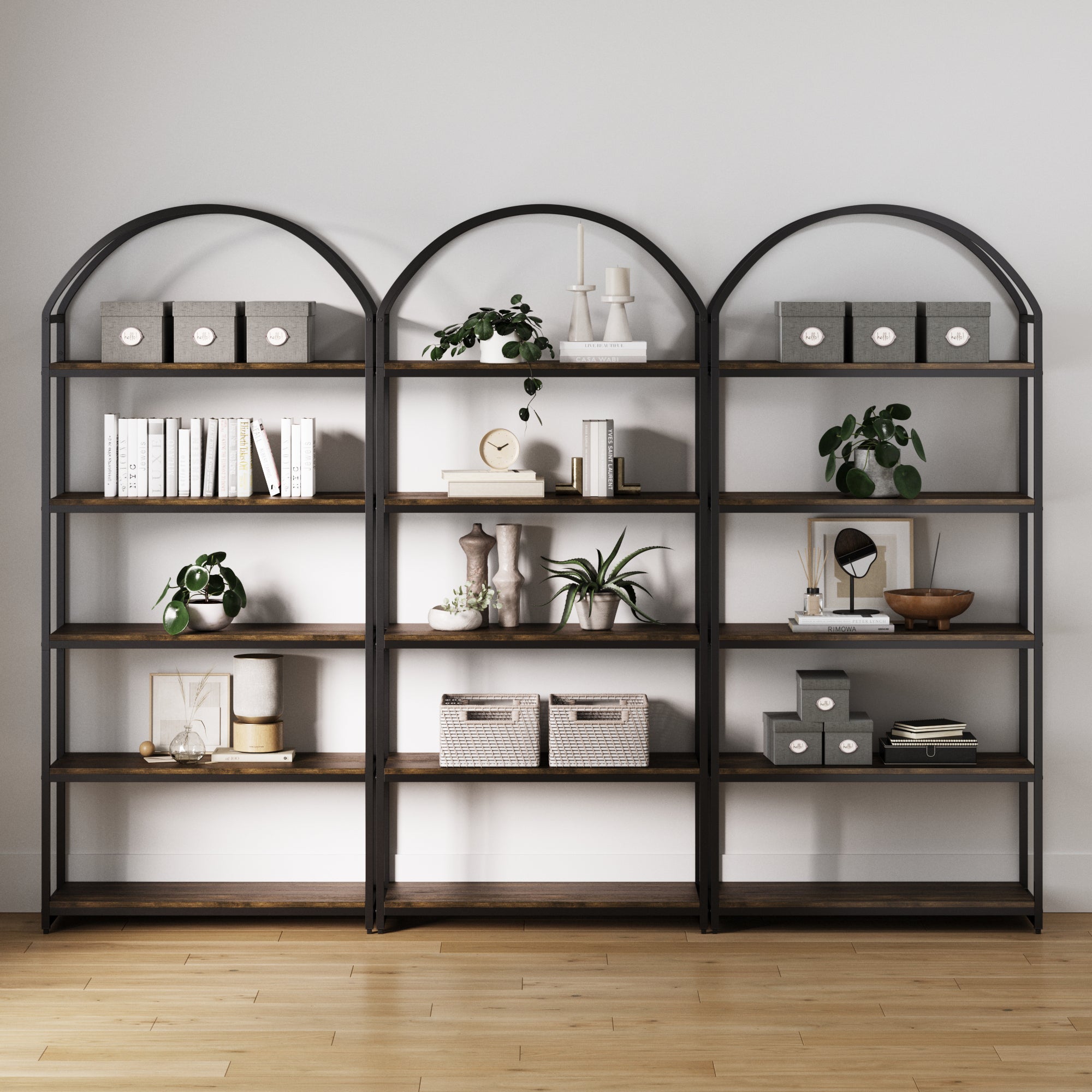 Metal 5-Shelf Arched Bookshelves