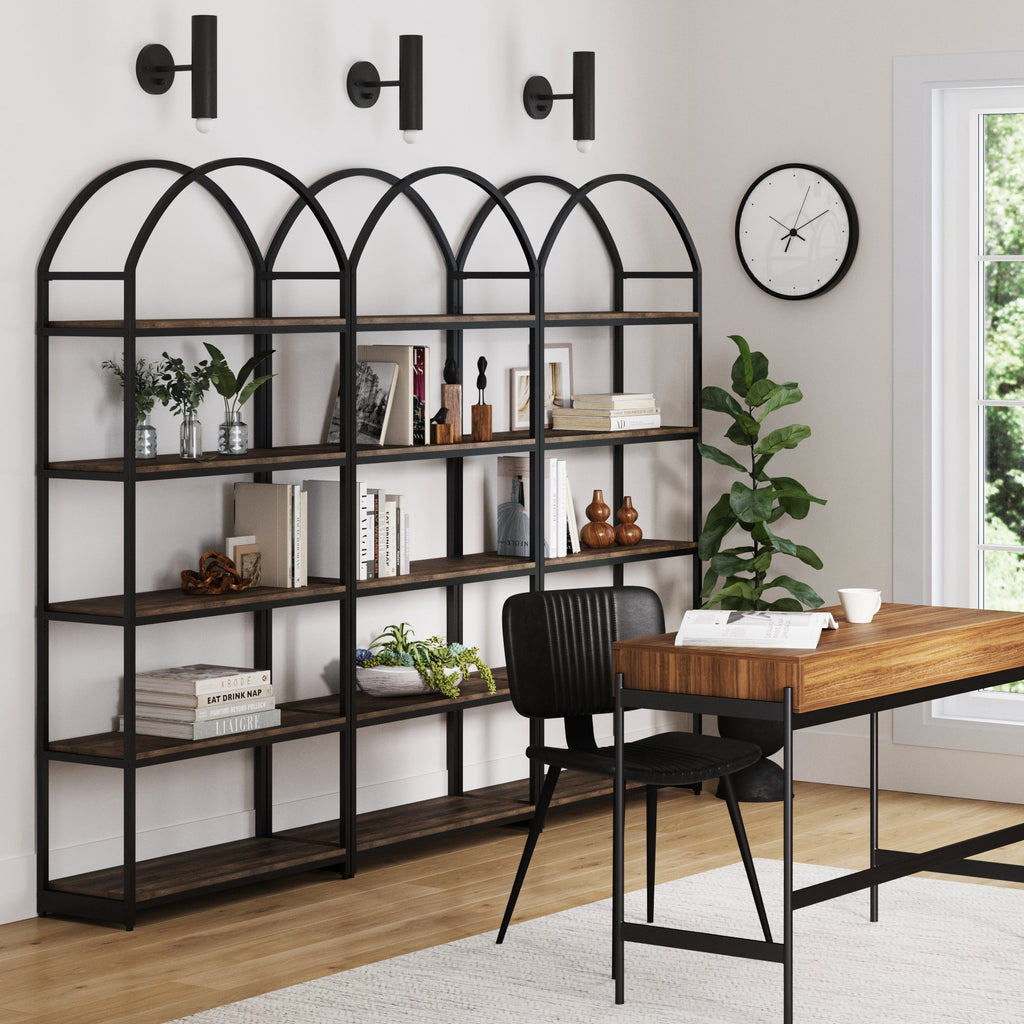 Metal 5-Shelf Arched Bookshelves