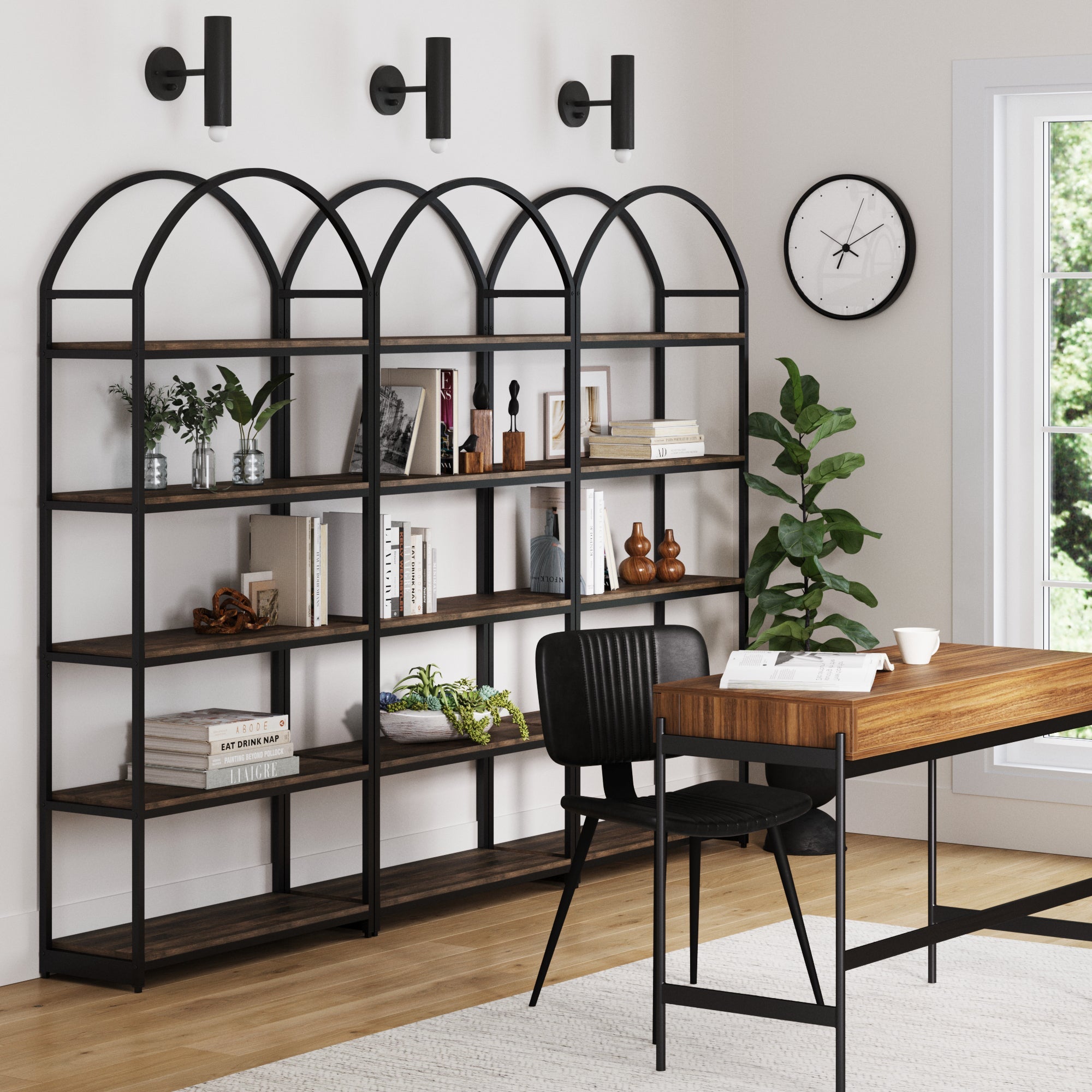 Metal 5-Shelf Arched Bookshelves