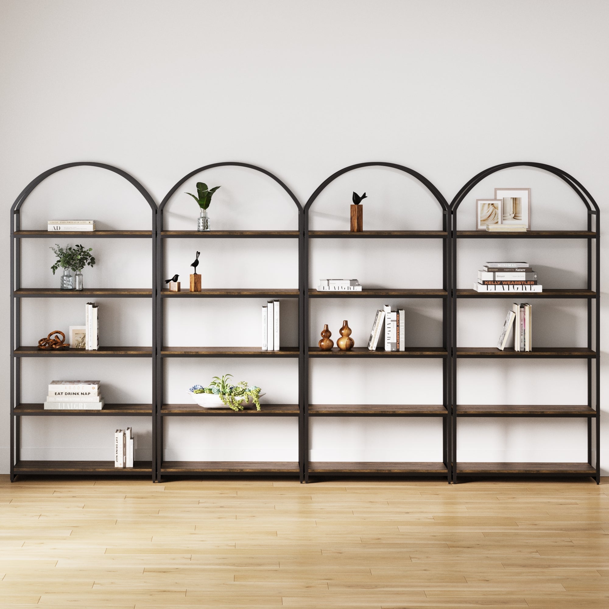 Metal 5-Shelf Arched Bookshelves