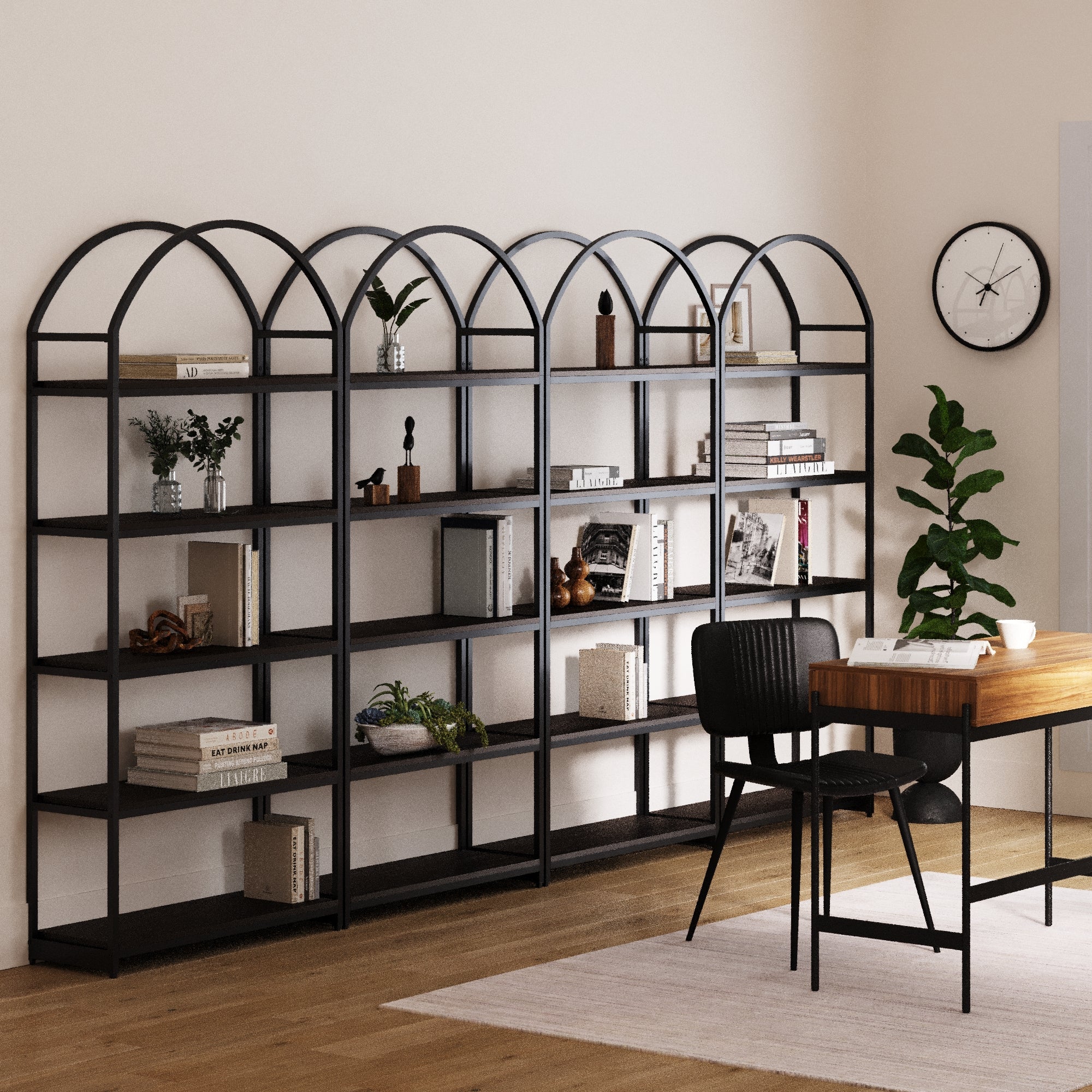 Metal 5-Shelf Arched Bookshelves