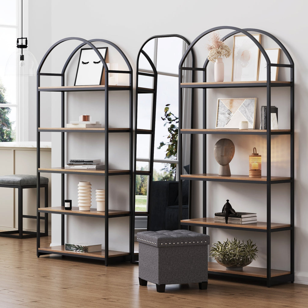 Metal 5-Shelf Arched Bookshelves