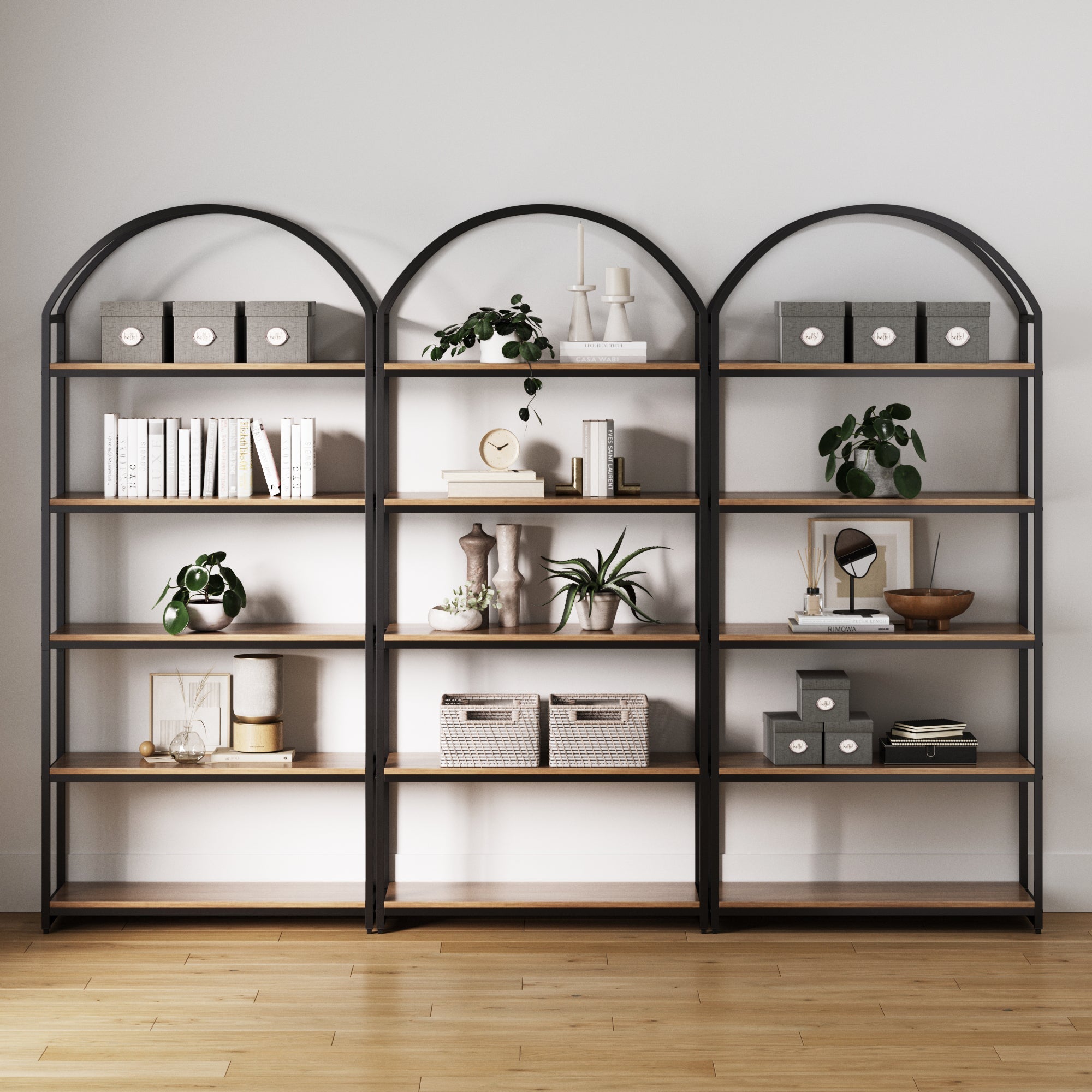 Metal 5-Shelf Arched Bookshelves