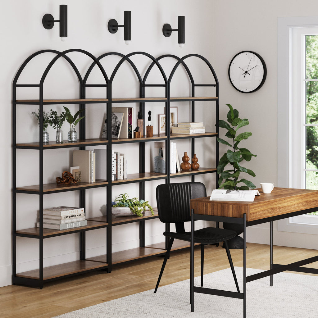 Metal 5-Shelf Arched Bookshelves
