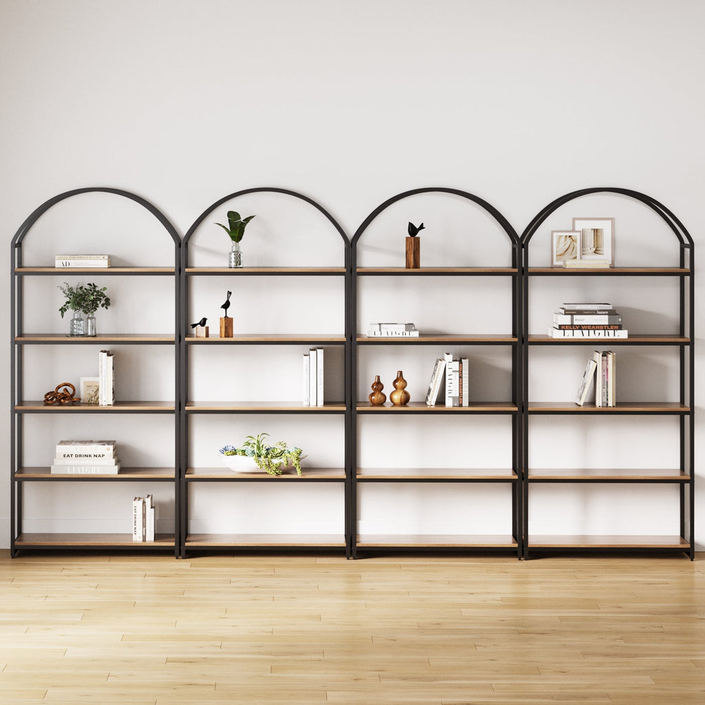 Metal 5-Shelf Arched Bookshelves