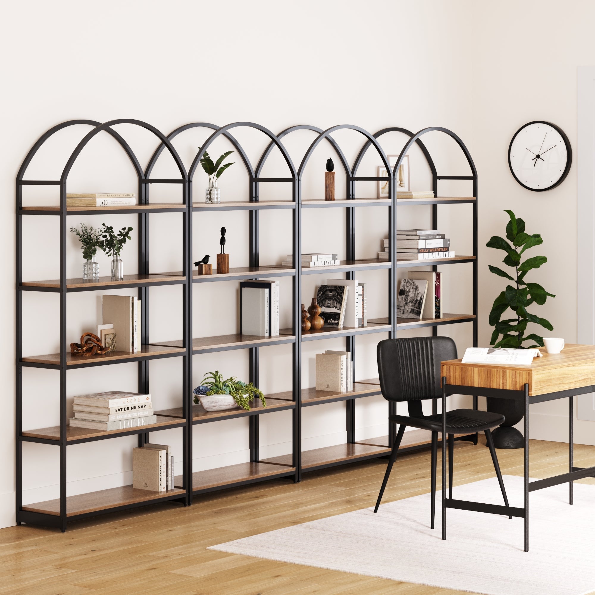 Metal 5-Shelf Arched Bookshelves