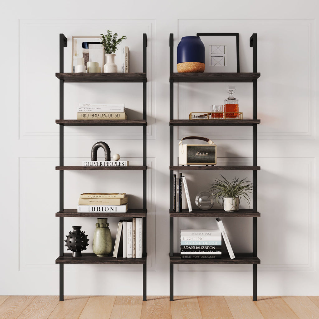 5-Shelf Ladder Wall Bookshelves