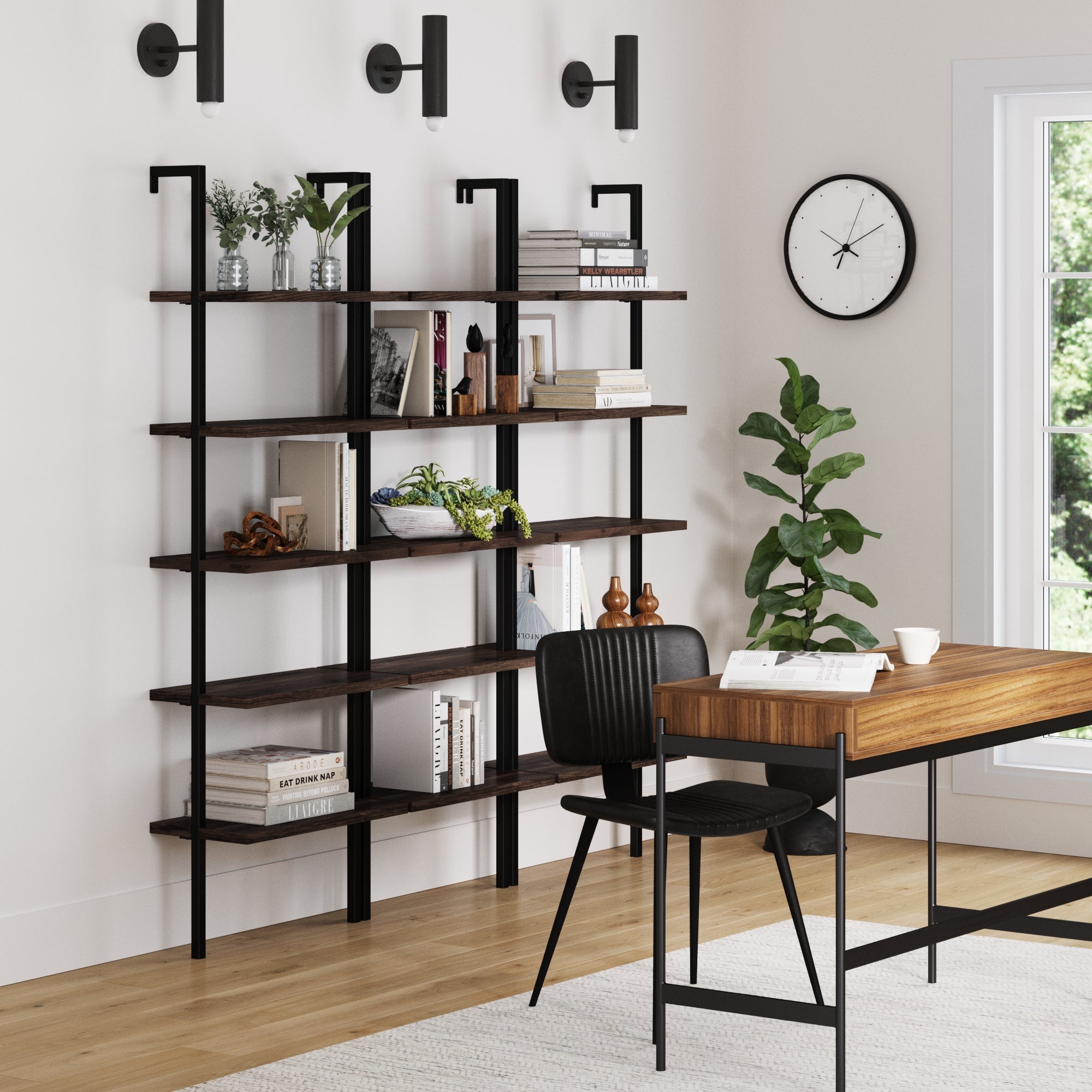 5-Shelf Ladder Wall Bookshelves