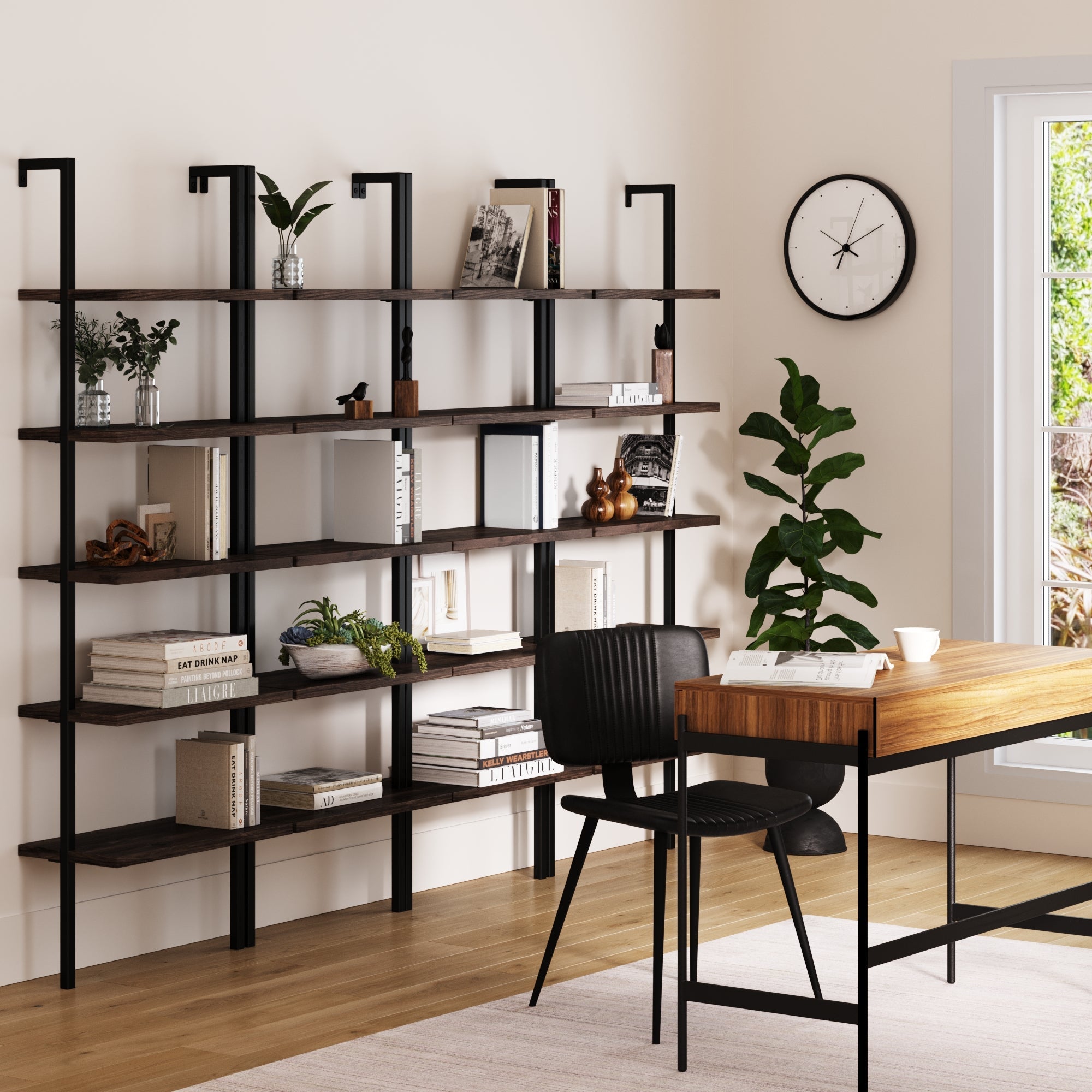 5-Shelf Ladder Wall Bookshelves