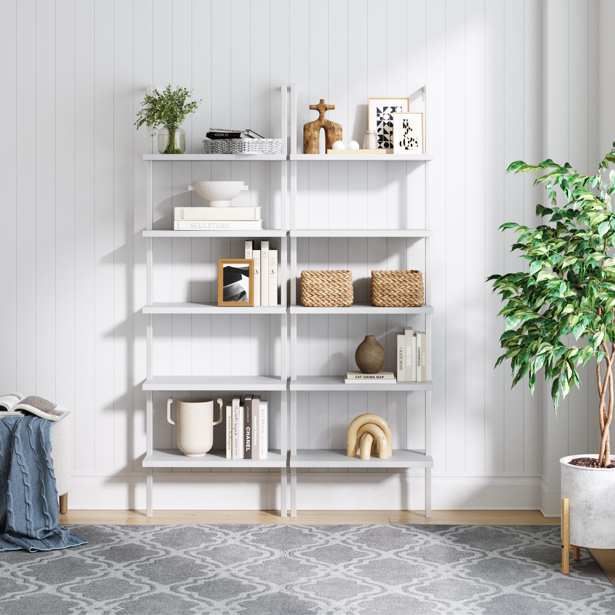 5-Shelf Coastal Ladder Bookshelf