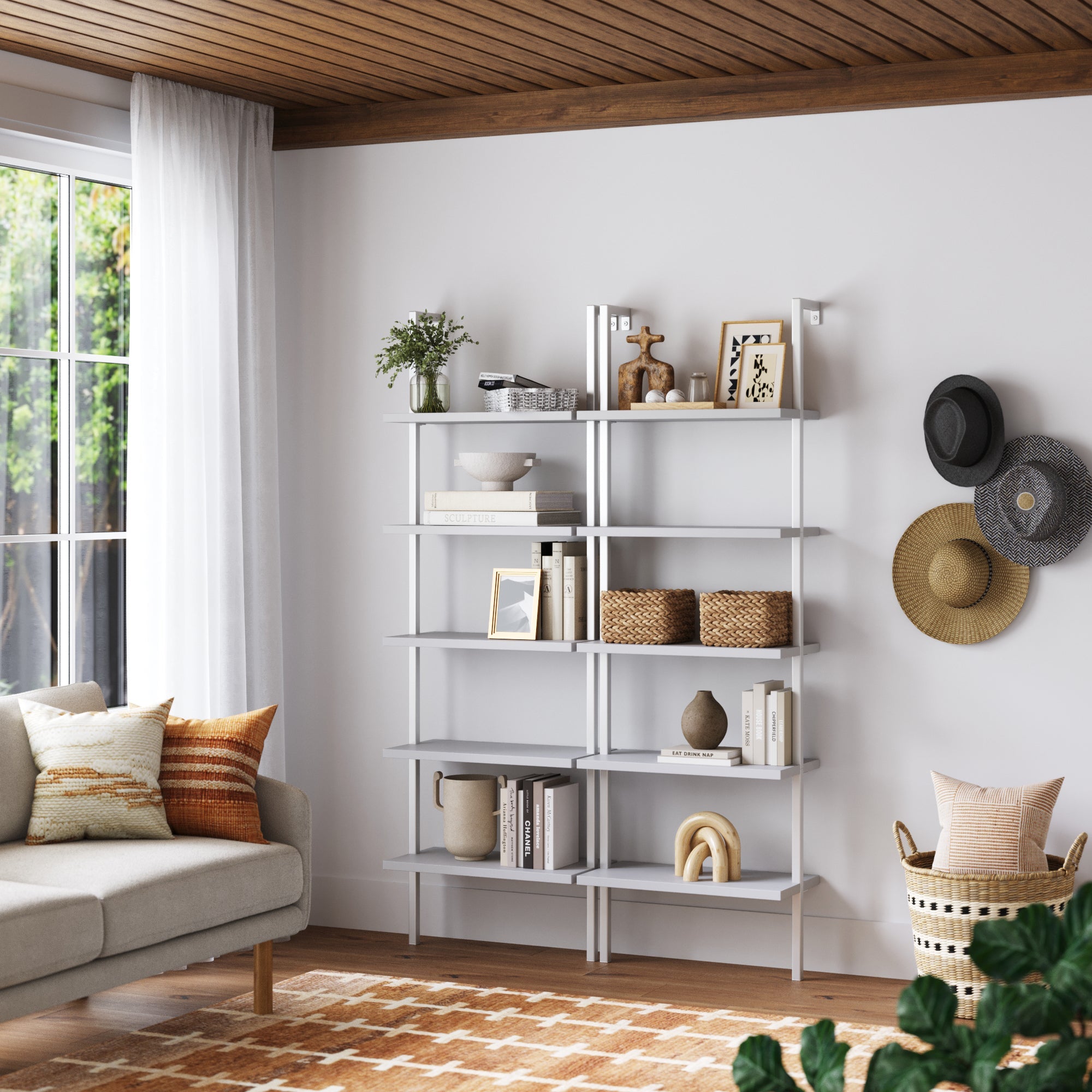 5-Shelf Coastal Ladder Bookshelf