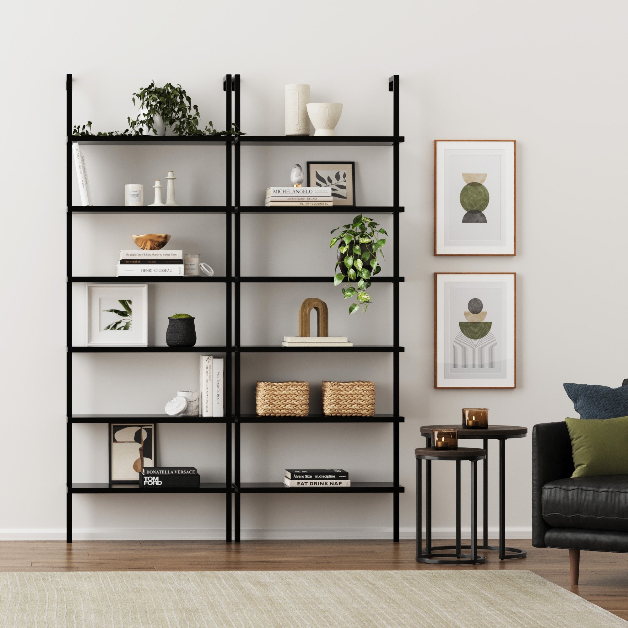 6-Shelf Wall Mount Bookshelf