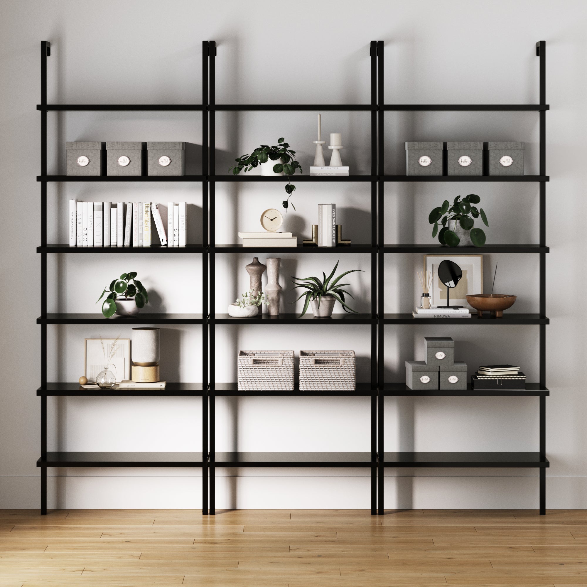 6-Shelf Wall Mount Bookshelf