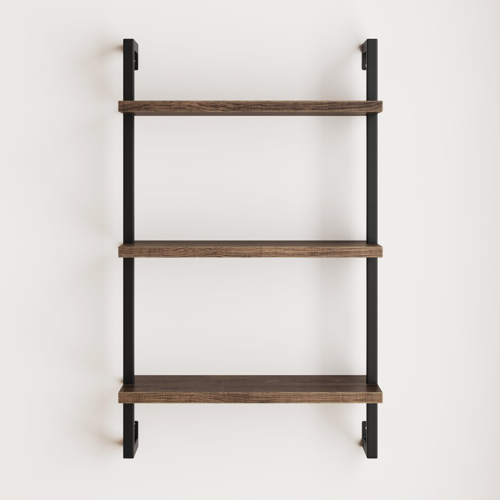 Wood & Metal 3-Shelf Floating Bookshelf
