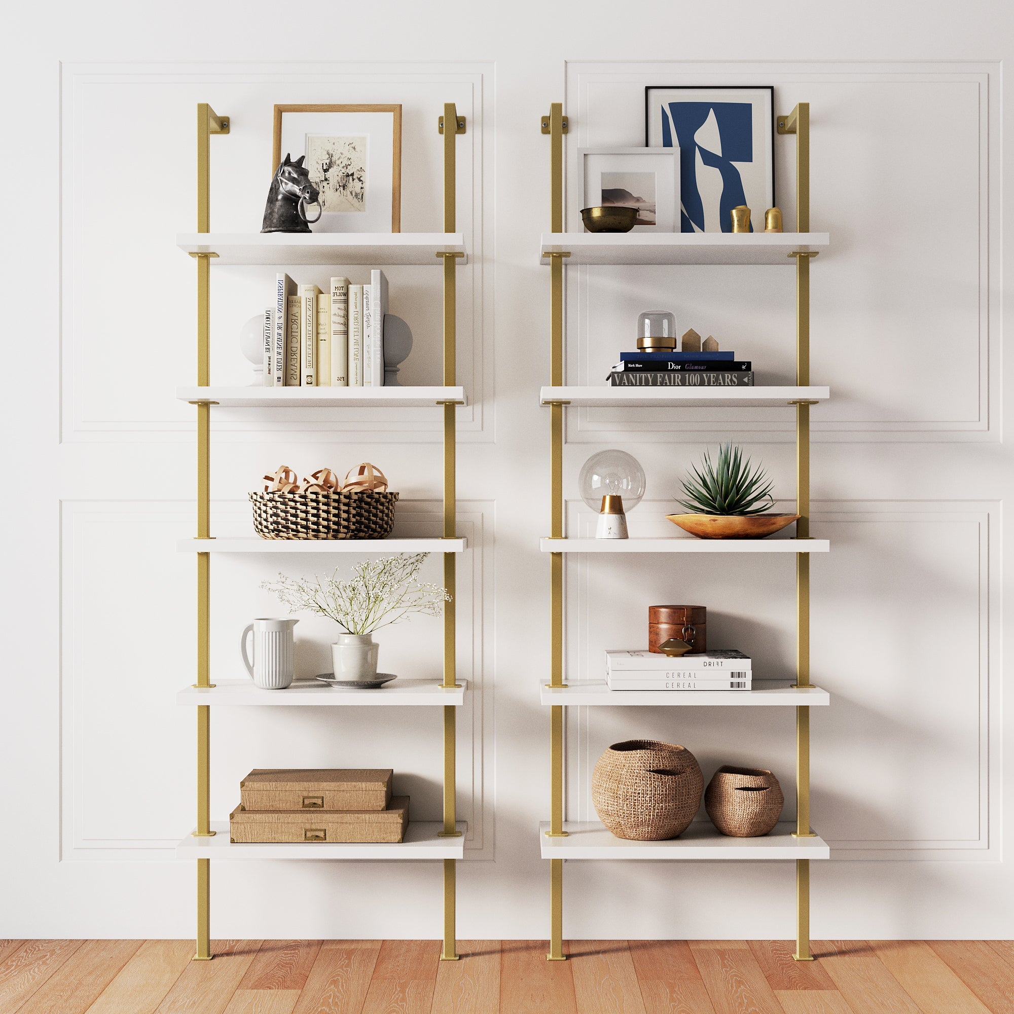 5-Shelf Ladder Wall Bookshelves