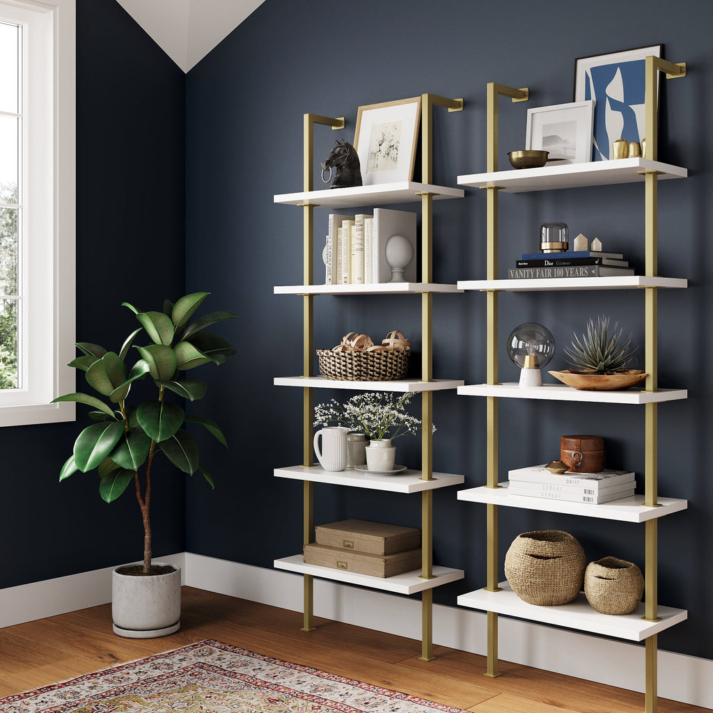 5-Shelf Ladder Wall Bookshelves