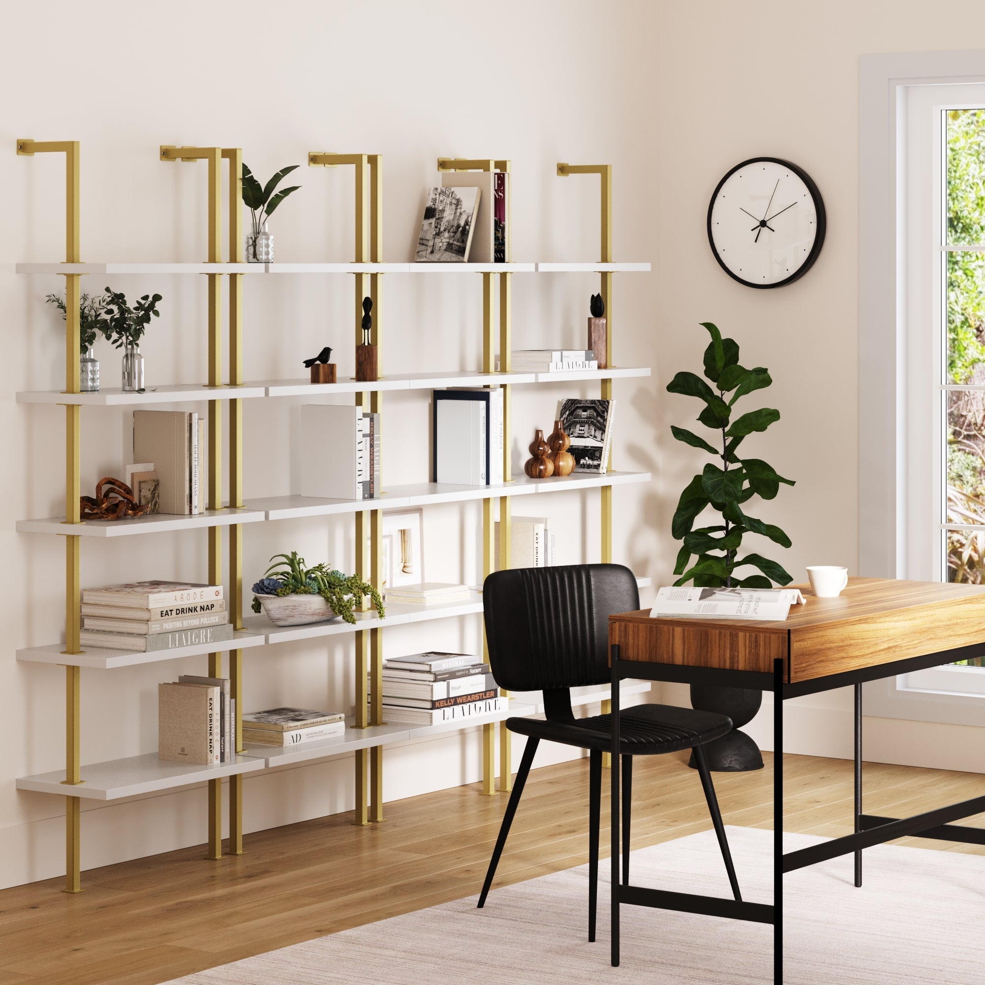5-Shelf Ladder Wall Bookshelves