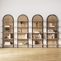 Boho Rattan & Wood Arched Bookshelves