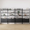 Mid-Century Fluted Wall Bookshelves with Doors